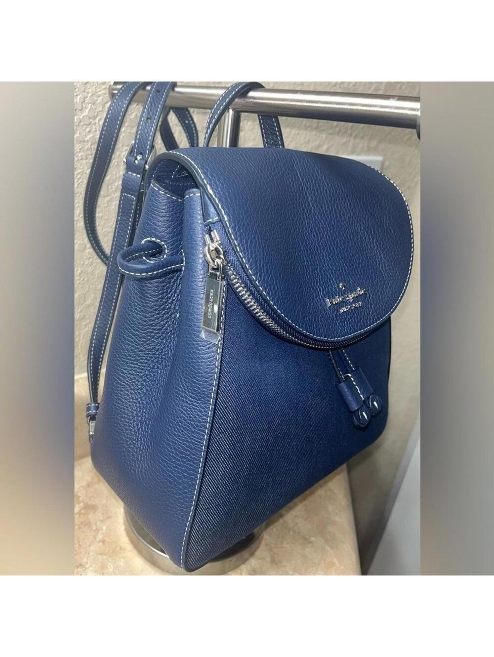 Kate Spade New York Leila Denim Medium Flap Backpack, NWT - Picture 2 of 14